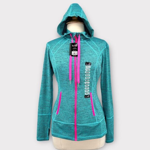 NWT Lukka Womens Full-Zip Hooded Athletic Jacket Size M Aqua Running Activewear - Picture 1 of 9
